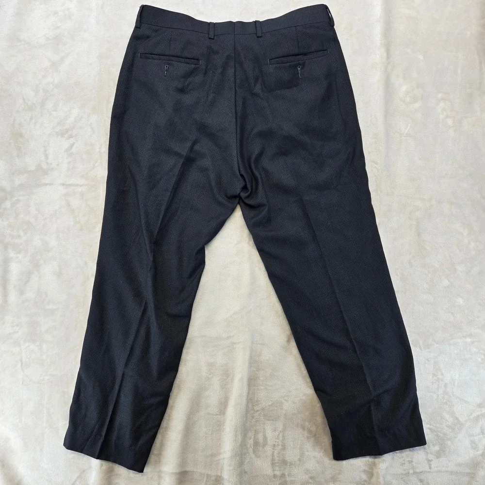 Ralph Lauren Dress Pants Mens 34x30 Black Glen Plaid Excellent Flat Front